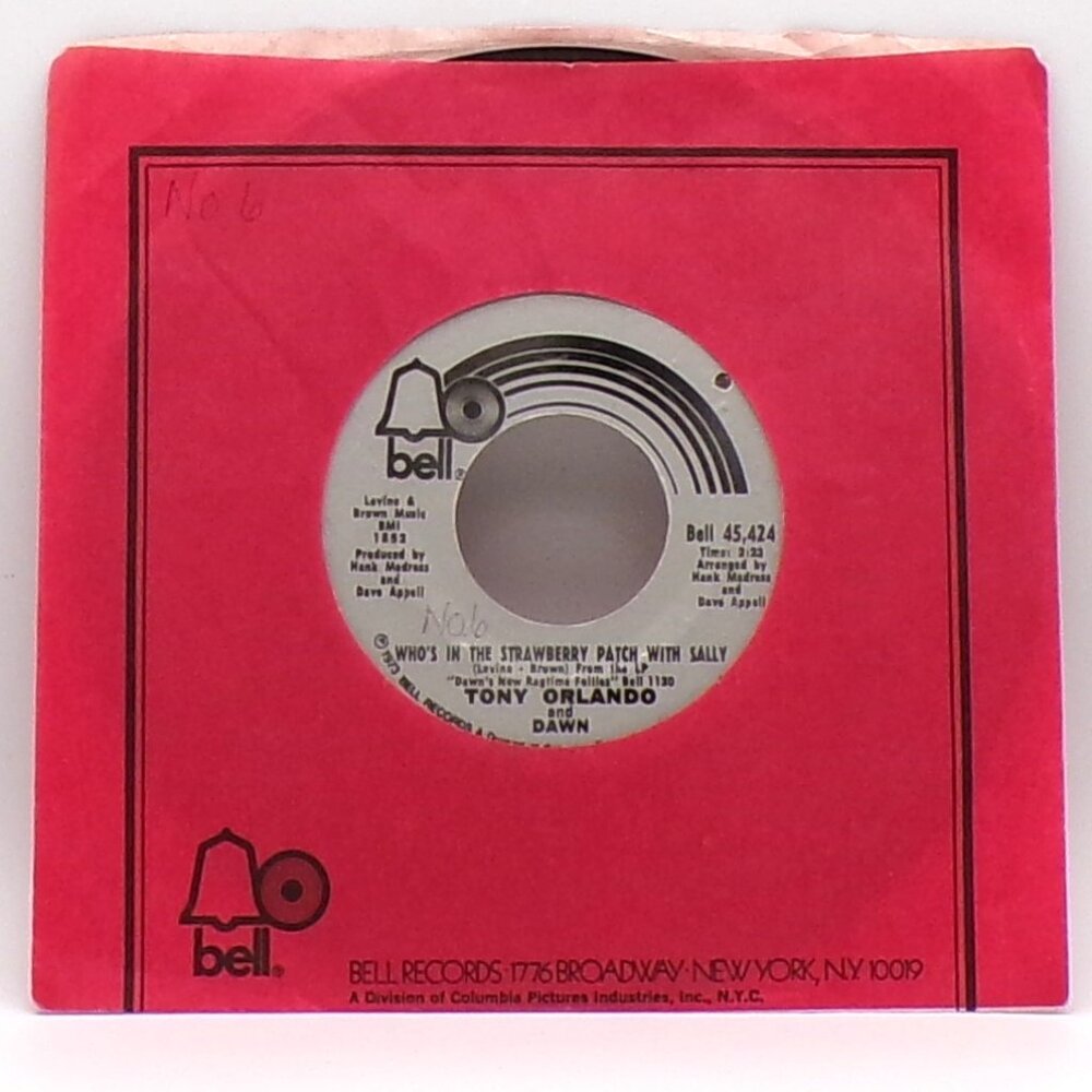 Who's in the Strawberry Patch With Sally/Ukelele Man by Tony Orlando and Dawn 45